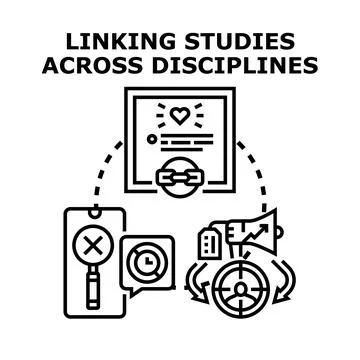 Linking studies across disciplines concept illustration Stock Illustration