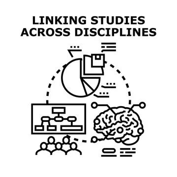 Linking studies across disciplines concept illustration 스톡 일러스트