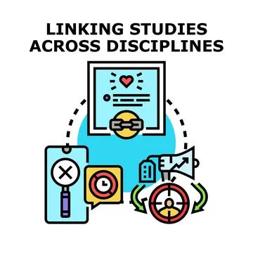 Linking studies across disciplines concept illustration Stock Illustration