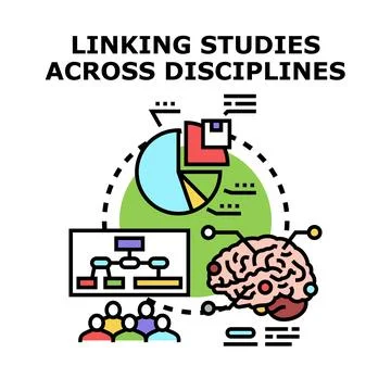 Linking studies across disciplines concept illustration Stockillustratie