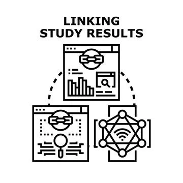 Linking study results concept for research and analysis 스톡 일러스트