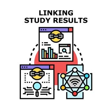 Linking study results concept for research and analysis Stock Illustration