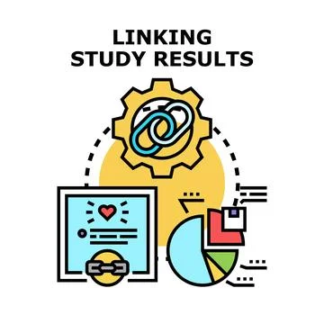 Linking study results data research analysis Stock Illustration