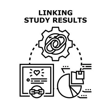 Linking study results data research analysis Stock Illustration