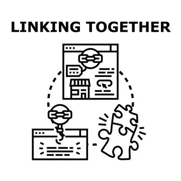 Linking together concepts with internet connection chain Stock Illustration