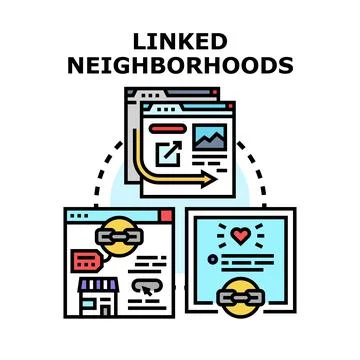 Linking web page content for online communities concept Illustrazione stock