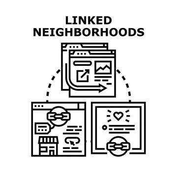 Linking web page content for online communities concept 库存插图