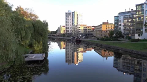 Linköping city canal Stock Footage 282912325