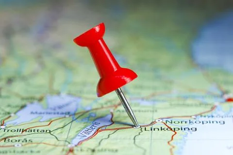 Linkoping, Sweden pin on map Stock Photos