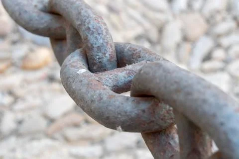 Links in a big old rusty chain Stock Photos