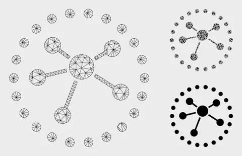 Links Diagram Vector Mesh Carcass Model and Triangle Mosaic Icon 库存插图