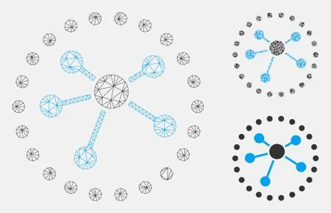 Links Diagram Vector Mesh Carcass Model and Triangle Mosaic Icon Stock Illustration