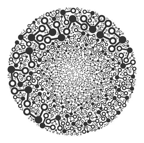 Links Icon Round Bubble Collage Illustrazione stock