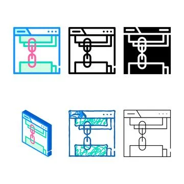 Links pack seo optimization color icon vector Stock Illustration