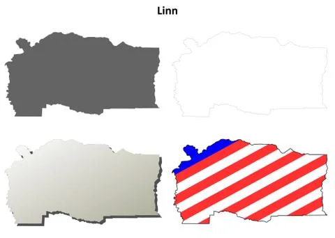 Linn County, Oregon outline map set イラスト素材