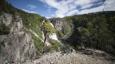 Linndalsfossen waterfall area Stock Footage 87791960