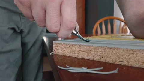 Lino Block Carving Profile Tracking Shot Video stock 132442275