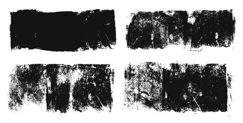 Linocut textures set. Ink roller background. Grunge vintage rectangles. Dry 스톡 일러스트