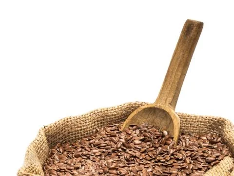 Linseeds in a sack Stock Photos