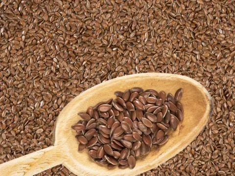 Linseeds on a spoon Foto stock
