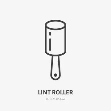 Lint roller line icon, vector pictogram of hair remover. Adhesive cleaner Stock Illustration