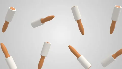 Lint Rollers Falling on a Grey Background. Lint Remover 3D Animation. 4K Stock Footage 310325421