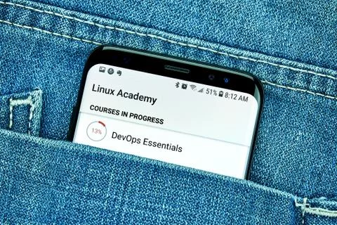 Linux Academy mobile app on Samsung s8. Foto stock