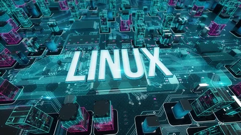 Linux with digital technology concept Stock Footage 104070384