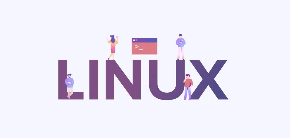 Linux operating system. Platform software with administration technology Stock Illustration
