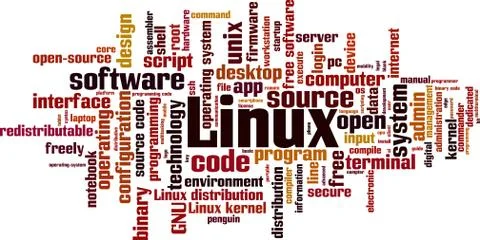Linux word cloud Stock Illustration