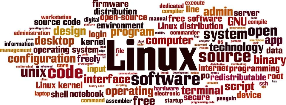 Linux word cloud Stock Illustration