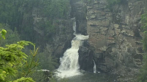 Linville Falls in a rainstorm Stock-Footage 64856529