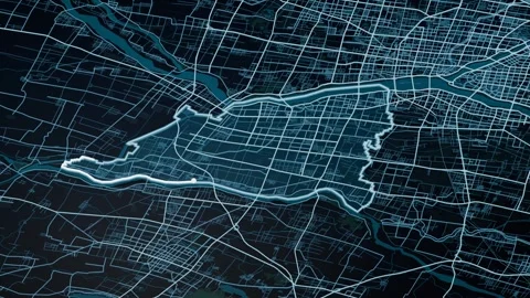 Linyi Economic and Technology Development Area Linyi China Digital Map Stock-Footage 337334458