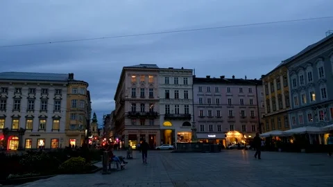 Linz, Austria in the twilight Stock Footage 208130814