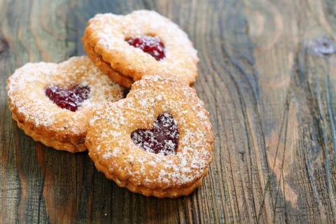 Linzer cookie close up. Stock Photos