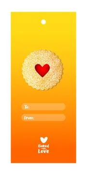 Linzer cookie label, greeting card, design element, pastry. Traditional Chr.. Stock Illustration