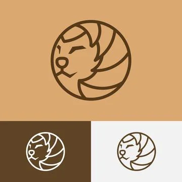 Lion and a circle logo template 스톡 일러스트