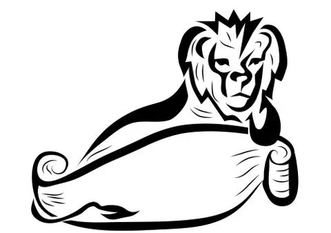 Lion and scroll Stock Illustration
