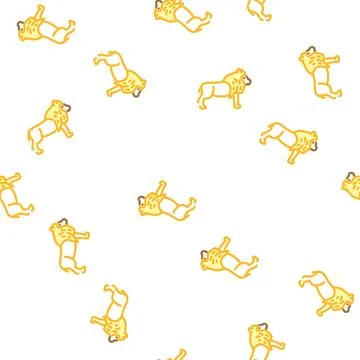 Lion animal vector seamless pattern Stock Illustration
