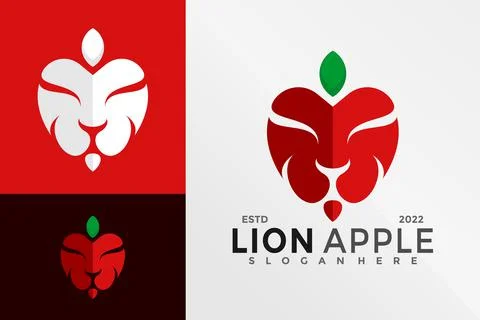 Lion Apple Logo Design Vector illustration template Stock Illustration
