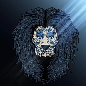 Lion blue moon 스톡 일러스트