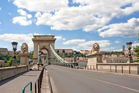 Lion bridge in budapest Stock Photos