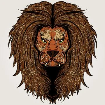 Lion brown colored Stock Illustration