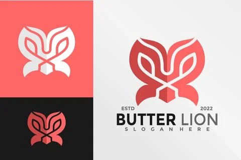 Lion Butterfly Logo Design Vector illustration template Stock Illustration