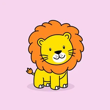 Lion cartoon cute vector template Stock Illustration