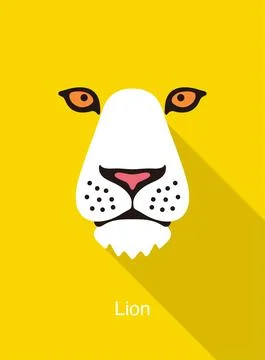 Lion cartoon face, like a king, vector illustration Illustrazione stock