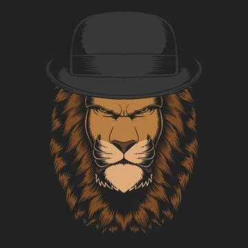 Lion circle hat vector illustration Stock Illustration