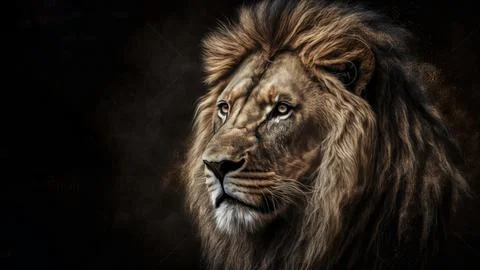 Lion with copy space background. World wildlife day concept. Stock Illustration
