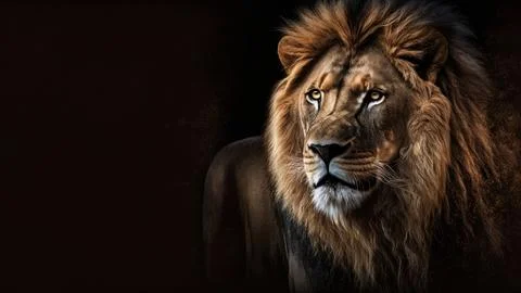 Lion with copy space background. World wildlife day concept. Stock Illustration