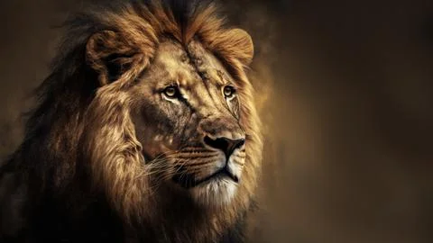 Lion with copy space background. World wildlife day concept. Stock Illustration